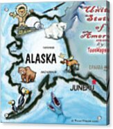 Alaska Fun Map Acrylic Print