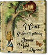 Alice In Wonderland Quote,cheshire Cat,vintage Dictionary Art Acrylic Print