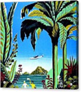 Aloha Hawaii, Tropic Island, Vintage Travel Poster Acrylic Print