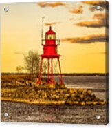 Alpena Harbor Lighthouse  At Sunset Acrylic Print