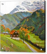 Alpine Farm Near Buerglen In Canton Uri Acrylic Print