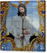 An Azulejo Ceramic Tilework Depicting Jesus Christ Acrylic Print