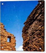Ancient Native American Pueblo Ruins And Stars At Night Acrylic Print
