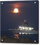 Angler Cruises Under Full Moon Acrylic Print