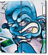 Angry Blue Creature With A Spray-paint Can Acrylic Print