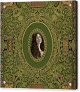 Antique Book Cover With Cameo - Green And Gold Acrylic Print