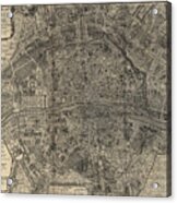 Antique Map Of Paris France By Nicolas De Fer - 1705 Acrylic Print