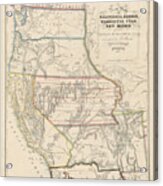 Antique Map Of The Western United States By John Disturnell - 1853 Acrylic Print