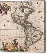 Antique Maps - Old Cartographic Maps - Antique Map Of North And South America, 1658 Acrylic Print