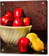 Apples In Bowl With Pear Acrylic Print