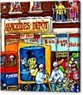 Arachides Depot Candy Shop Painting Rue De L'eglise Verdun Montreal Hockey Art Carole Spandau Acrylic Print