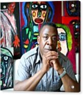 Artist Darrell Urban Black Surrounded By His Artwork Acrylic Print
