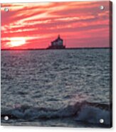 Ashtabula Ohio Lighthouse At Sunset Acrylic Print