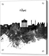 Athens Black And White Skyline Acrylic Print