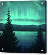 Aurora Over Lake Pend Oreille Acrylic Print