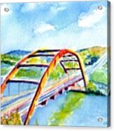 Austin Texas 360 Bridge Watercolor Acrylic Print