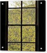 Autumn Yellow Leaves Through Attic Window Acrylic Print