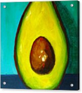 Avocado Modern Art, Kitchen Decor, Aqua Background Acrylic Print