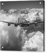 Avro Lancaster Above Clouds Bw Version Acrylic Print