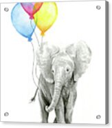 Baby Elephant With Baloons Acrylic Print