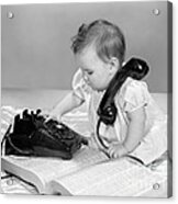 Baby With Phonebook And Phone, 1960s Acrylic Print