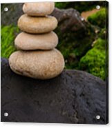 Balancing Zen Stones By The Sea V Acrylic Print