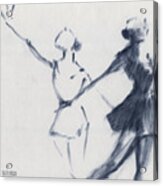 Ballet Sketch Two Dancers Mirror Image Acrylic Print