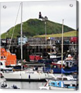 Ballycotton Ireland Marina Harbor Boats And Lighthouse County Cork Acrylic Print