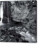 Banff - Upper Johnston Canyon Falls Monochrome Acrylic Print