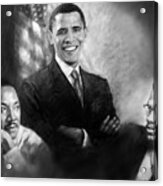 Barack Obama Martin Luther King Jr And Malcolm X Acrylic Print