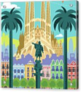 Barcelona Poster - Retro Travel Acrylic Print
