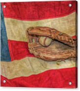 Baseball Glove And Ball On Us Flag Acrylic Print