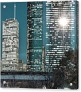 Bayou City In Midnight Blue - Houston Vertical Skyline Acrylic Print
