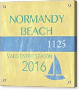Beach Badge Normandy Beach 2 Acrylic Print