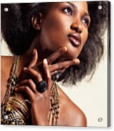 Beauty Portrait Of African American Woman Wearing Jewelry Acrylic Print