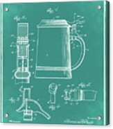 Beer Stein Patent 1914 In Green Acrylic Print