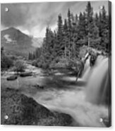 Black And White Red Rock Falls Acrylic Print