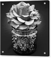 Black And White Rose Antique Mason Jar 2 Acrylic Print