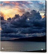 Blazing Sky At Sunset - Panorama Acrylic Print