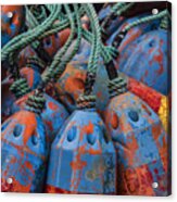 Blue And Orange Fishing Buoys Acrylic Print