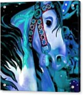 Blue And Teal Carousel Horse Acrylic Print