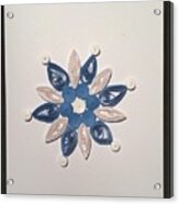 Blue And White Snowflake Handmade Quilling Greeting Card Acrylic Print