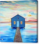 Blue Boat Shed By The Swan River Perth Acrylic Print
