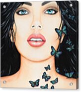 Blue Eyes And Butterflies Acrylic Print