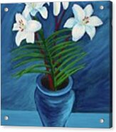 Blue Lilies  20 X 16 Acrylic Print