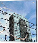 Blue Sky And Barbed Wire Acrylic Print