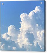 Blue Sky Fluffy White Clouds Panoramic Acrylic Print