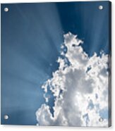 Blue Sky With White Clouds And  Sun Rays Acrylic Print