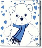 Blue Teddy Bear Love Acrylic Print