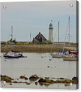 Boats By Scituate Lighthouse Acrylic Print